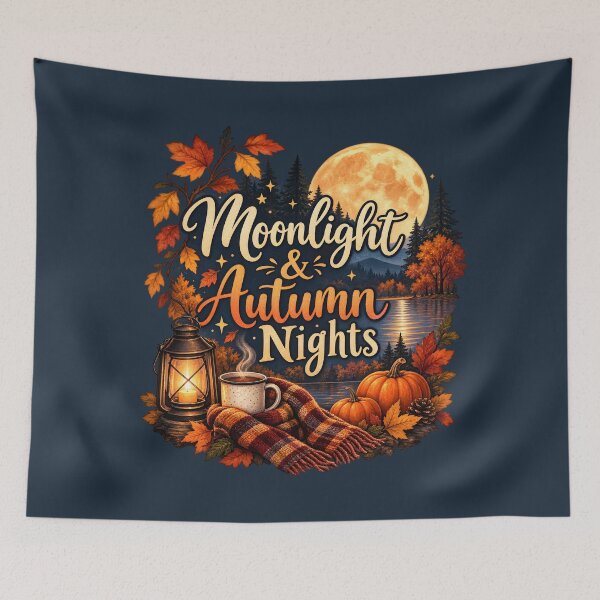 Item preview, Moonlight & Autumn Nights – Cozy Fall Moon Lake Scene designed and sold by blankTeeShirt.