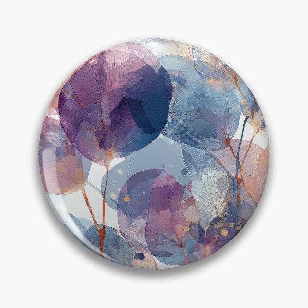 Item preview, Translucent Skeleton Leaves Art Blue Purple and Amber Pressed Petal Print designed and sold by solynneart.