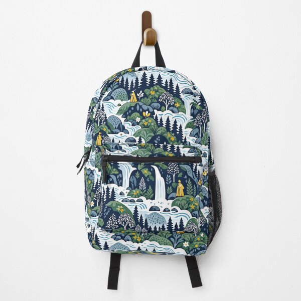Item preview, Nordic Waterfall Forest Folk Art Pattern designed and sold by obstinator.
