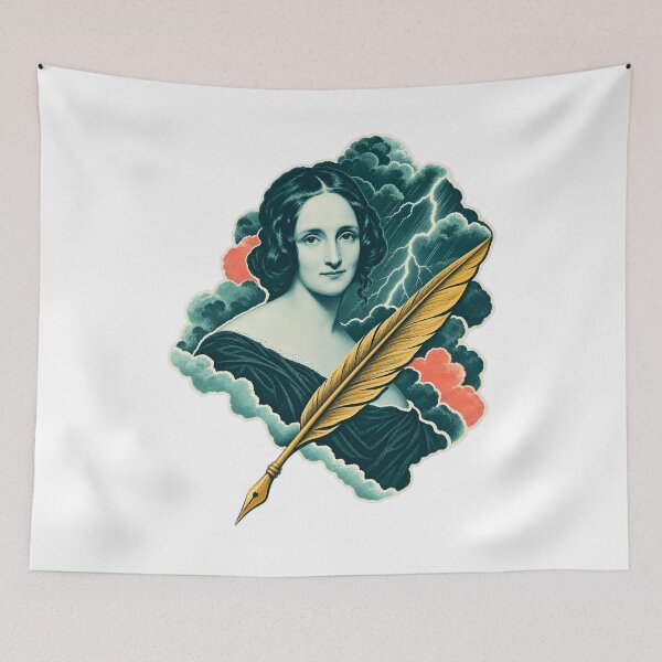 Item preview, Mary Shelley Portrait with Frankenstein Lightning designed and sold by Fenay Designs.