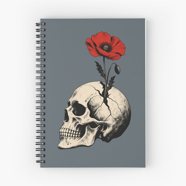 Item preview,  Red Poppy Growing from Skull Art Neo Traditional Tattoo designed and sold by Odinsshop.