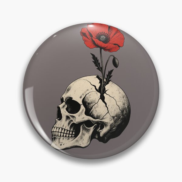 Item preview, Red Poppy Growing from Skull Art Neo Traditional Tattoo designed and sold by Odinsshop.