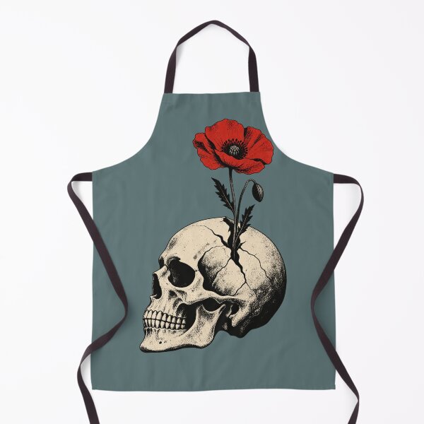 Item preview,  Red Poppy Growing from Skull Art Neo Traditional Tattoo designed and sold by Odinsshop.