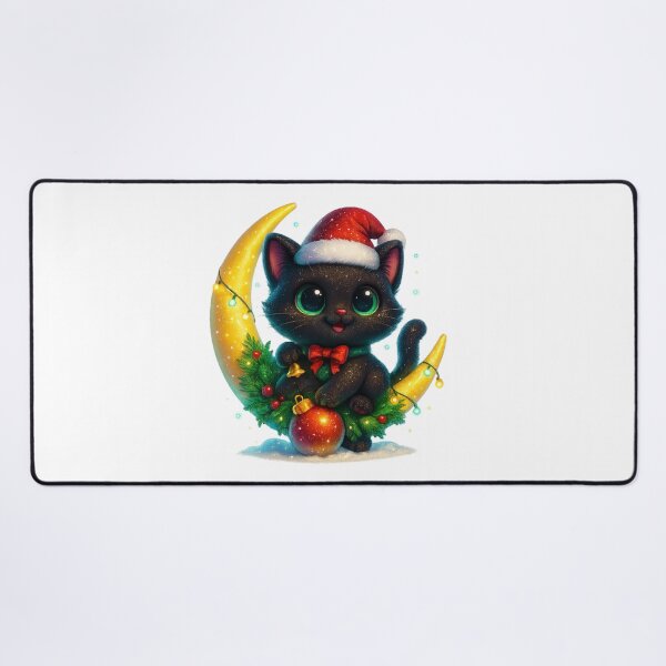 Item preview, Cute Cat on Crescent Moon Winter Christmas Design designed and sold by PrintCreations9.