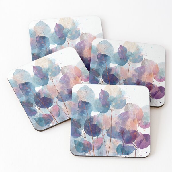 Item preview, Jewel Tone Leaf Print Turquoise Violet and Peach Translucent Botanical Art designed and sold by solynneart.