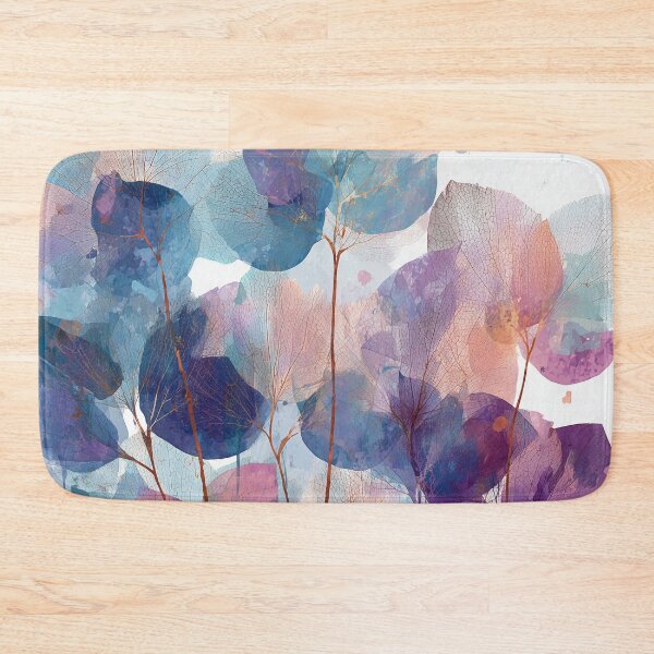 Item preview, Jewel Tone Leaf Print Turquoise Violet and Peach Translucent Botanical Art designed and sold by solynneart.