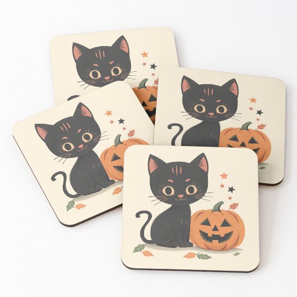 Item preview, Cute Black Cat with Jack o Lantern and Fall Leaves Halloween Art Classic T-Shirt designed and sold by Lu7u.