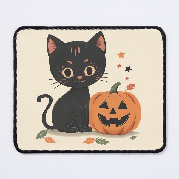 Item preview, Cute Black Cat with Jack o Lantern and Fall Leaves Halloween Art Classic T-Shirt designed and sold by Lu7u.