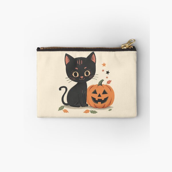 Item preview, Cute Black Cat with Jack o Lantern and Fall Leaves Halloween Art Classic T-Shirt designed and sold by Lu7u.