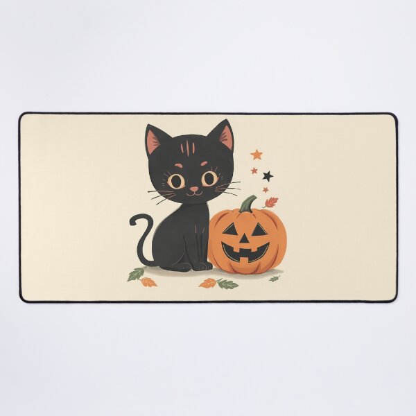 Item preview, Cute Black Cat with Jack o Lantern and Fall Leaves Halloween Art Classic T-Shirt designed and sold by Lu7u.