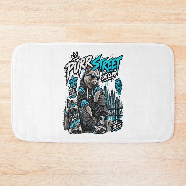 Item preview, Russian Blue Cat Streetwear T-Shirt | Retro 90s Skateboard Urban Graphic Tee designed and sold by PurrStreet.