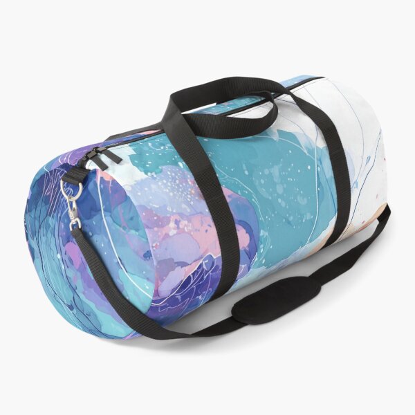 Item preview, Jellyfish Watercolor Art Turquoise Violet and Coral Ocean Abstract Wall Print designed and sold by solynneart.