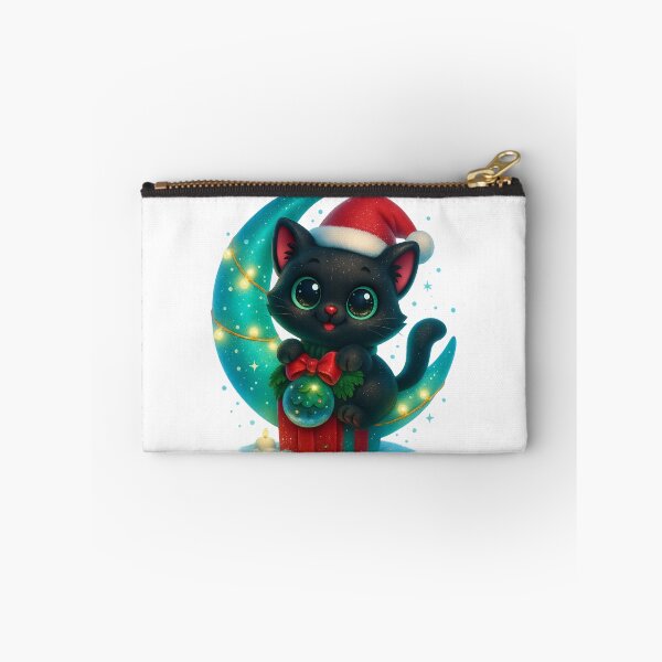 Item preview, Cute Cat on Crescent Moon Winter Christmas Design designed and sold by PrintCreations9.
