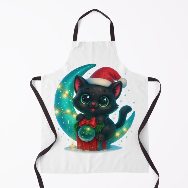 Item preview, Cute Cat on Crescent Moon Winter Christmas Design designed and sold by PrintCreations9.