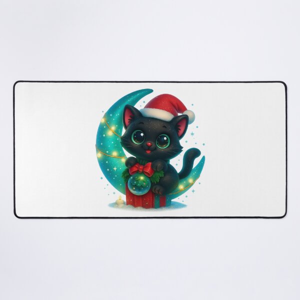 Item preview, Cute Cat on Crescent Moon Winter Christmas Design designed and sold by PrintCreations9.