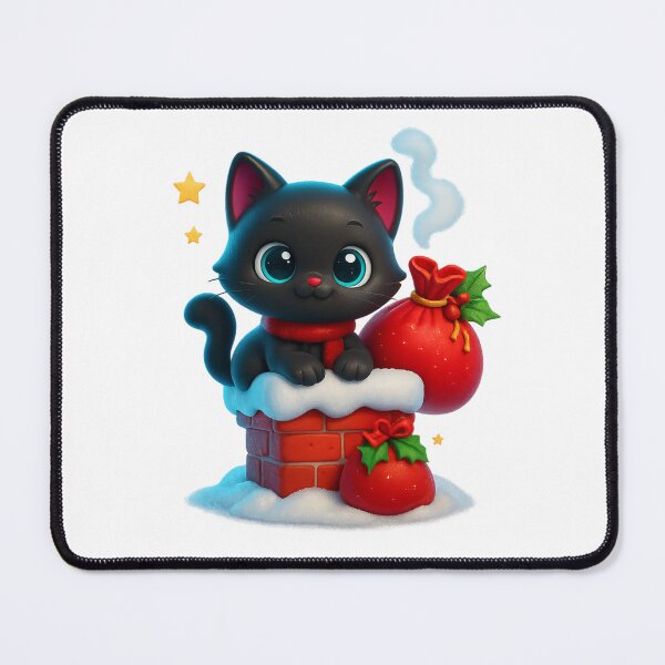 Item preview, Cute Christmas Cat on Snowy Chimney with Gift Sack designed and sold by PrintCreations9.