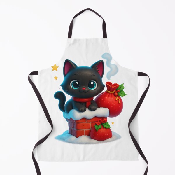 Item preview, Cute Christmas Cat on Snowy Chimney with Gift Sack designed and sold by PrintCreations9.