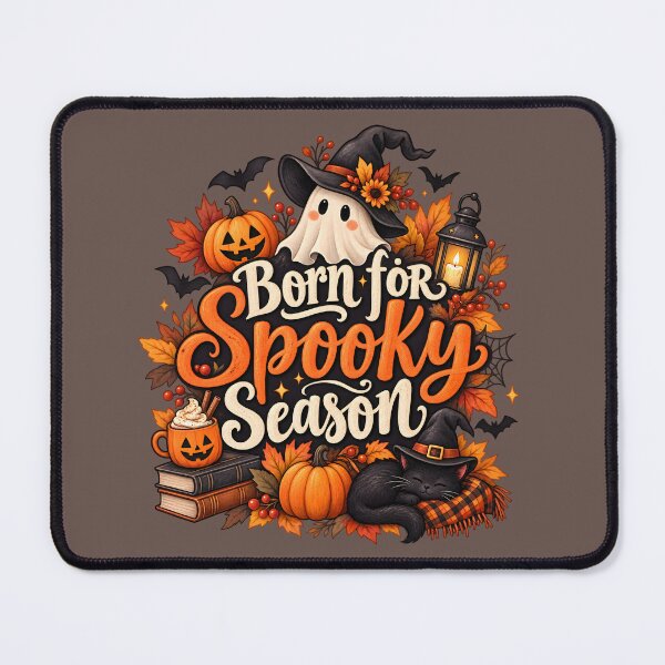 Item preview, Born for Spooky Season – Cute Ghost, Black Cat & Pumpkin Halloween designed and sold by blankTeeShirt.
