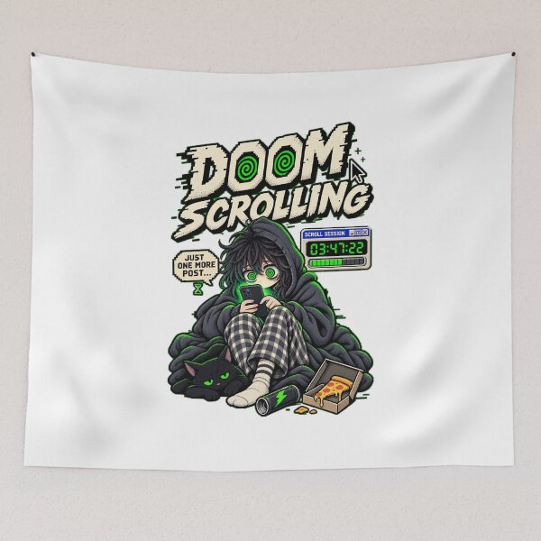 Item preview, Doom Scrolling – Retro Pixel Endless Scroll Humor designed and sold by Mad Factory Designs.