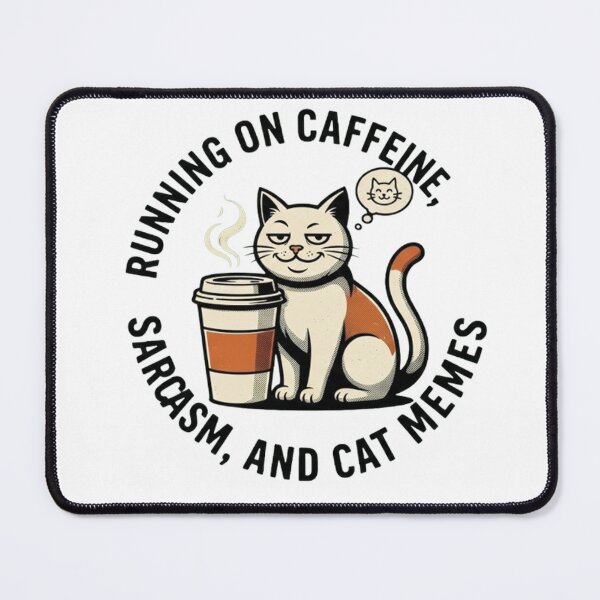 Item preview, Caffeine & Sarcasm Shirt | Cat Meme Lover Tee designed and sold by RokomariFabric.