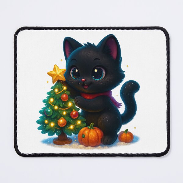 Item preview, Cute Cat Decorating Christmas Tree with Star designed and sold by PrintCreations9.