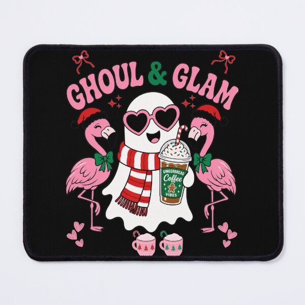 Item preview, Ghoul And Glam Funny Christmas Ghost Flamingo Graphic Tee designed and sold by Design Vibras.