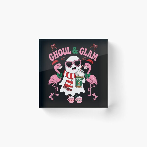 Item preview, Ghoul And Glam Funny Christmas Ghost Flamingo Graphic Tee designed and sold by Design Vibras.