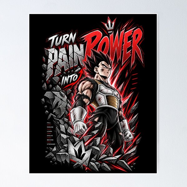 Item preview, Turn Pain into Power – Anime Motivational Warrior Design designed and sold by ArtisticHeart21.