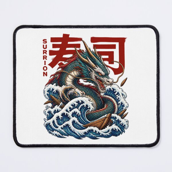 Item preview, The Black Sushi Dragon Artistic Japanese Inspired Illustration designed and sold by tracktech.