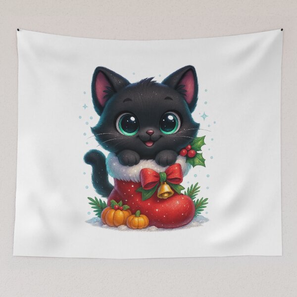 Item preview, Cute Cat Popping Out of Christmas Stocking designed and sold by PrintCreations9.