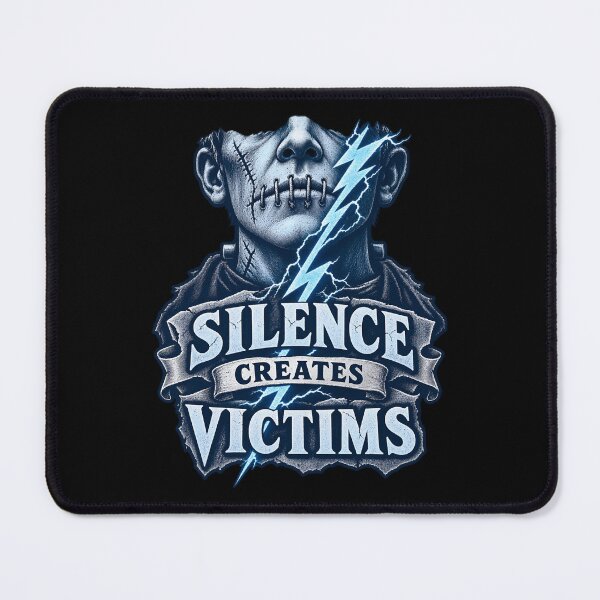 Item preview, Frankenstein Silence Creates Victims Horror Face designed and sold by Fenay Designs.