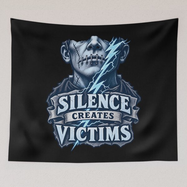 Item preview, Frankenstein Silence Creates Victims Horror Face designed and sold by Fenay Designs.