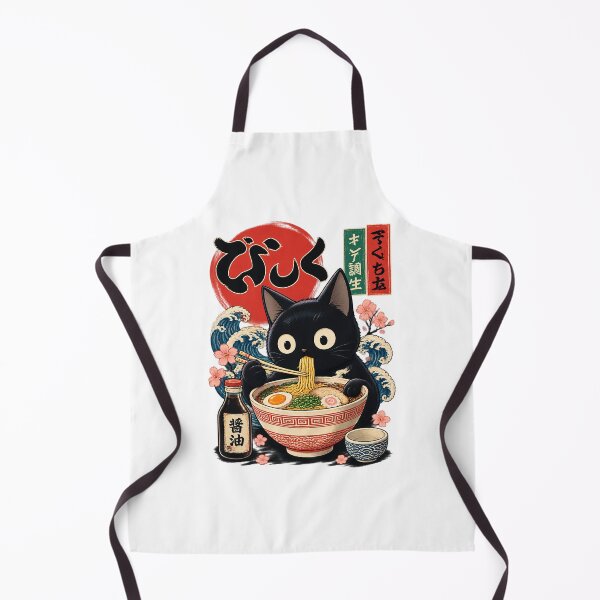 Item preview, Kawaii Black Cat Enjoying Ramen Bowl Cute Anime Style Illustration designed and sold by tracktech.