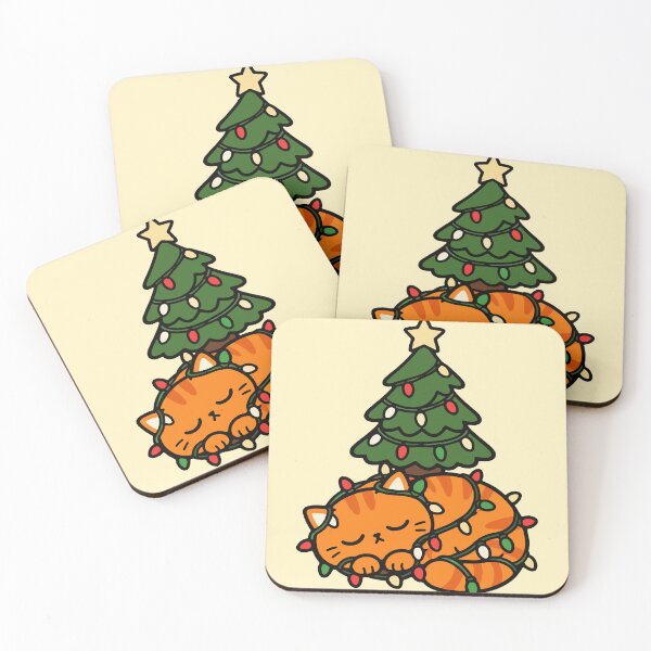 Item preview, Cozy Christmas Cat Sleeping Under Tree designed and sold by MewMade.