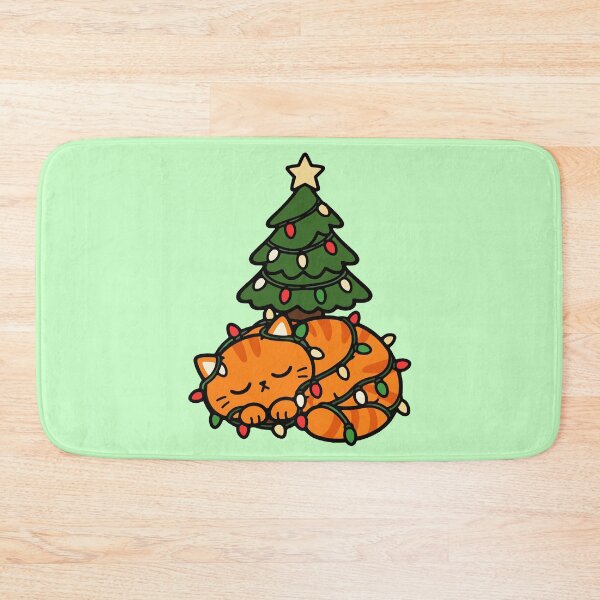 Item preview, Cozy Christmas Cat Sleeping Under Tree designed and sold by MewMade.