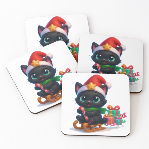 Item preview, Cute Cat Riding a Sled with Christmas Gifts designed and sold by PrintCreations9.