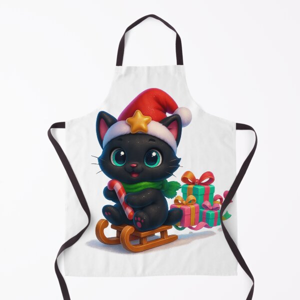 Item preview, Cute Cat Riding a Sled with Christmas Gifts designed and sold by PrintCreations9.