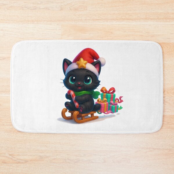 Item preview, Cute Cat Riding a Sled with Christmas Gifts designed and sold by PrintCreations9.
