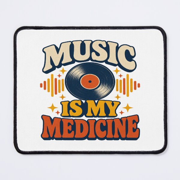 Item preview, Music Is My Medicine Retro Vinyl Record Typography T-Shirt designed and sold by Inky Atlas.