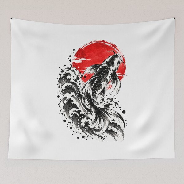 Item preview, Japanese Sumi-e Koi – Modern Japanese Ink Art designed and sold by KASUMINK.