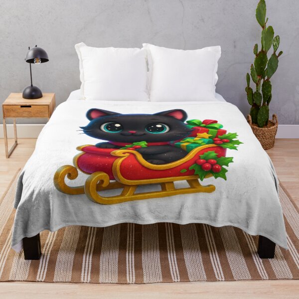 Item preview, Cute Cat in Christmas Sleigh with Gifts and Holly designed and sold by PrintCreations9.