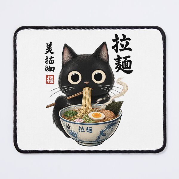 Item preview, Kawaii Ramen Cat Cute Retro Japanese Noodles Illustration designed and sold by Navneet Deswal.