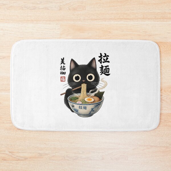 Item preview, Kawaii Ramen Cat Cute Retro Japanese Noodles Illustration designed and sold by Navneet Deswal.