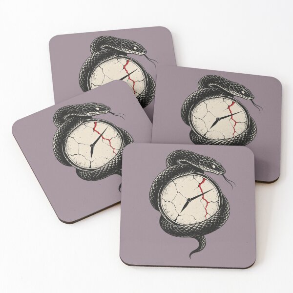 Item preview, Black Snake Wrapped Around Broken Clock Neo Traditional Art designed and sold by Odinsshop.