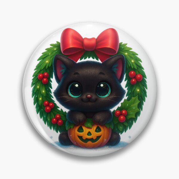 Item preview, Cute Cat in Christmas Wreath with Red Bow designed and sold by PrintCreations9.