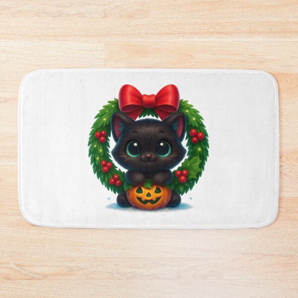 Item preview, Cute Cat in Christmas Wreath with Red Bow designed and sold by PrintCreations9.