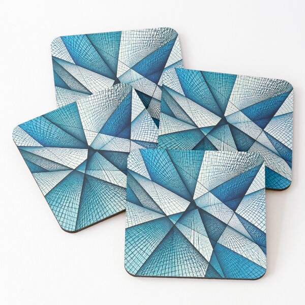 Item preview, Blue Geometric Architecture Abstract – Modern Cyan Grid Design designed and sold by NordenPosters.