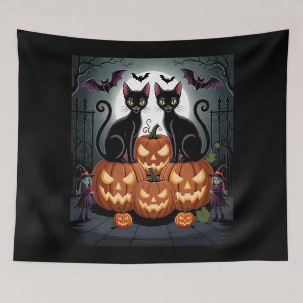 Item preview, Halloween Black Cats and Pumpkins – Cute Spooky Witchy Night designed and sold by Artxotic Studio.