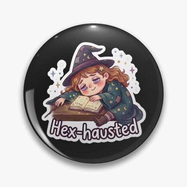 Item preview, Hex‑hausted Cute Halloween Witch Sticker designed and sold by Cerys-GS.