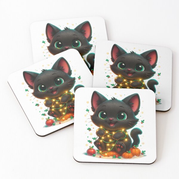 Item preview, Cute Cat Tangled in Christmas Fairy Lights designed and sold by PrintCreations9.